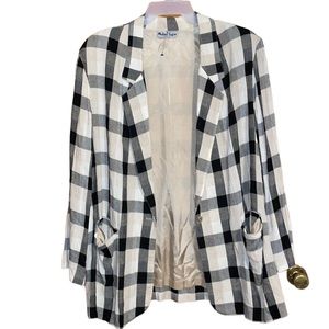•MICHAEL TAYLOR•BLACK/WHITE/CREAM PLAID BLAZER JACKET SIZE 2X EUC